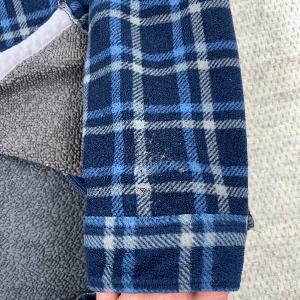 Boston Traders Shacket Men XL Blue Plaid Fleece Shirt Jacket Sherpa‎ Lined A24*